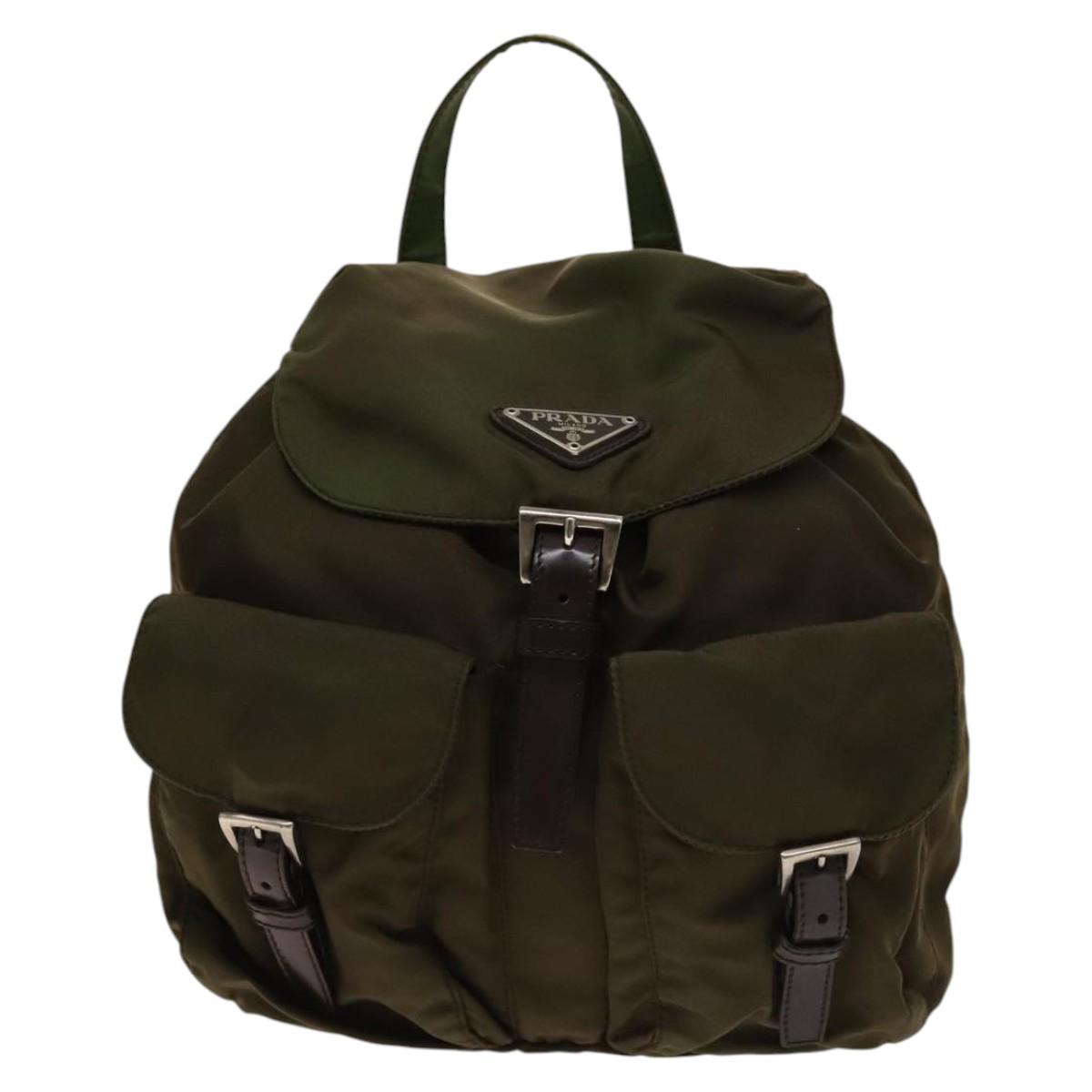 PRADA Backpack Nylon Khaki Silver Auth 140624 | eBay display picture 2
