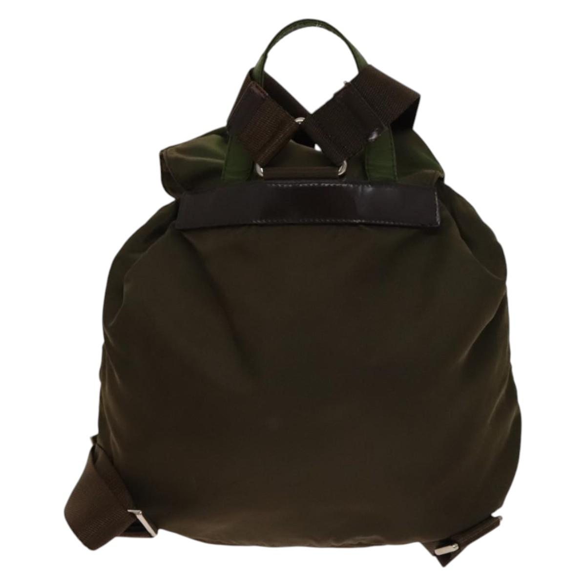 PRADA Backpack Nylon Khaki Silver Auth 140624 | eBay display picture 1