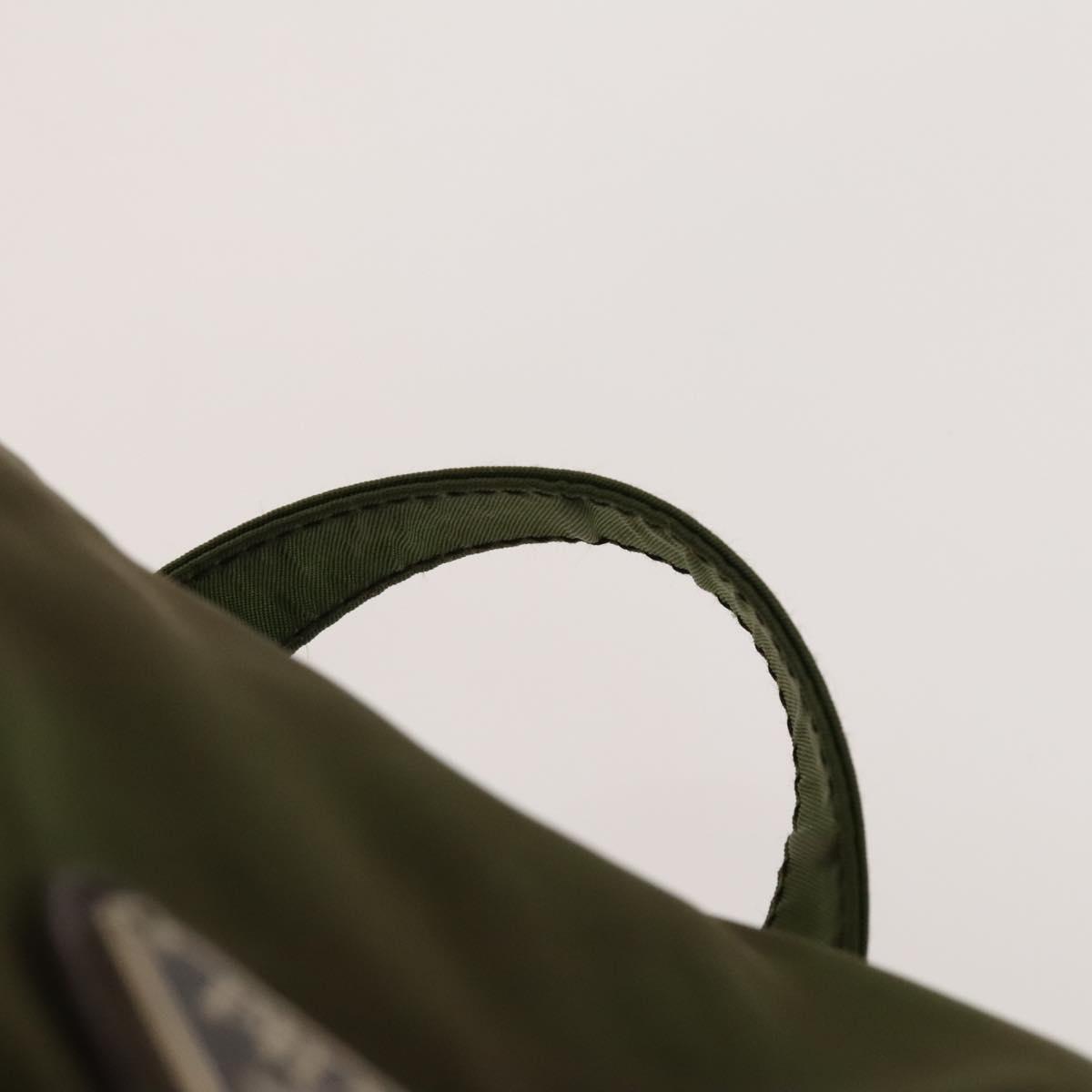PRADA Backpack Nylon Khaki Silver Auth 140624 PRADA Backpack Nylon Khaki Silver Auth 140624 Silvery ref  main image 2