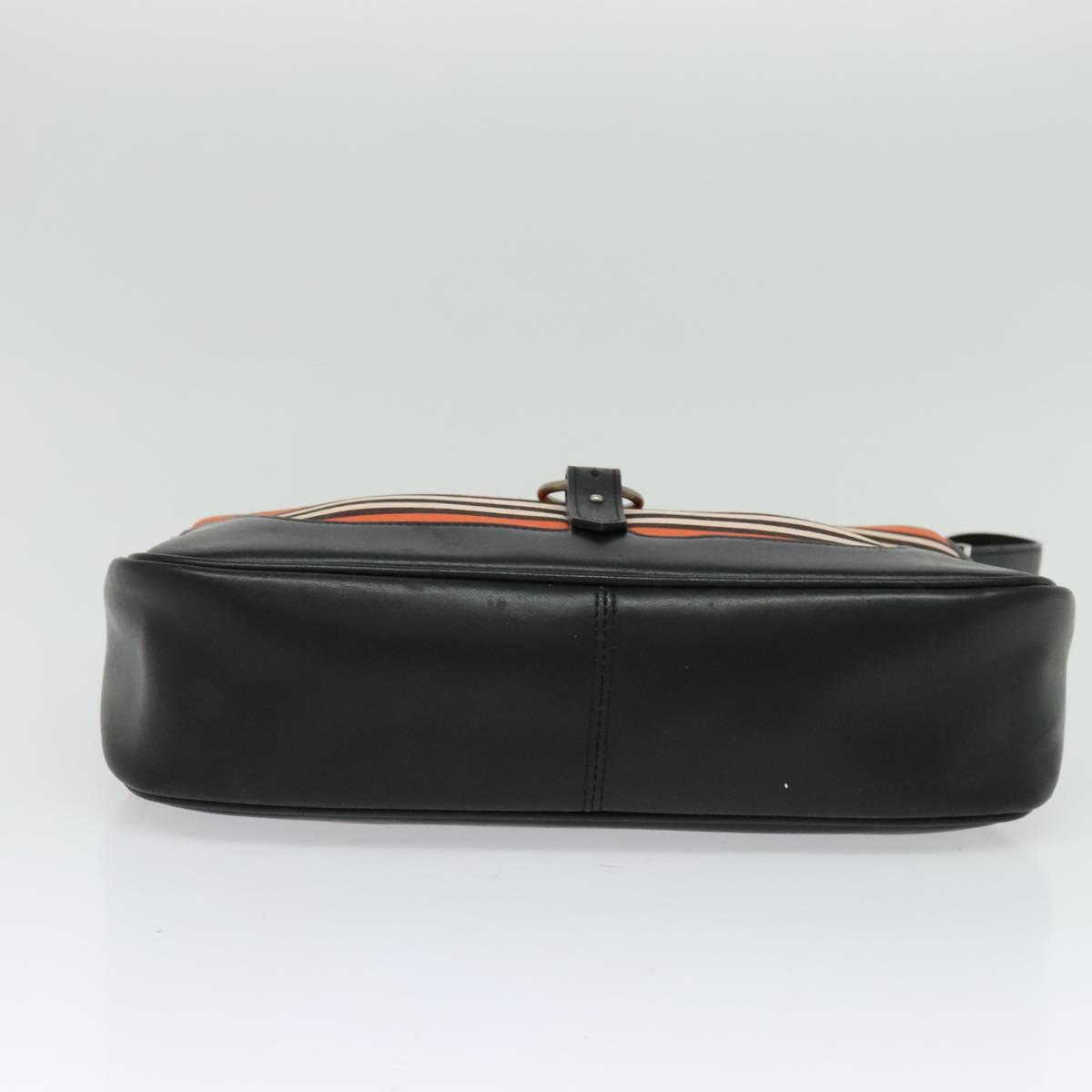 BURBERRY Blue Label Shoulder Bag Canvas Orange Silver Auth 140671