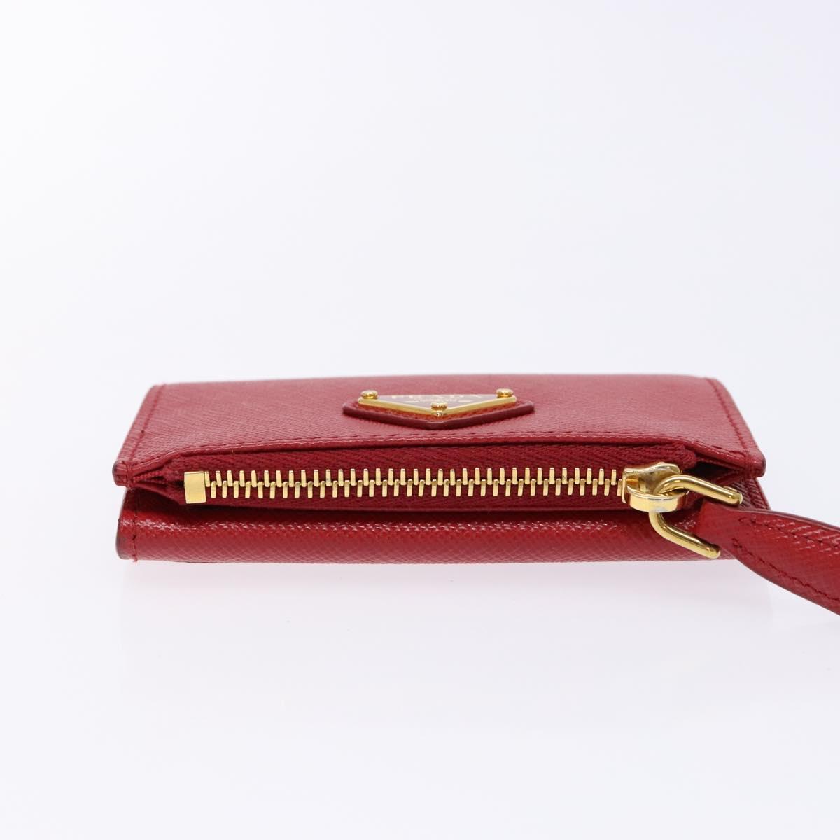 PRADA Card Case Safiano leather Red Gold Auth 140692 | eBay