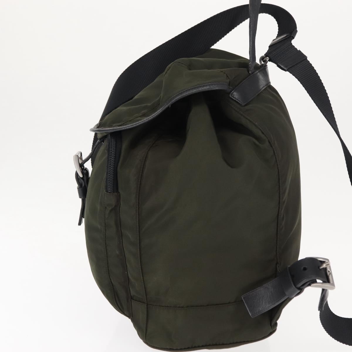 PRADA Backpack Nylon Khaki Silver Auth 141801 | eBay display picture 3