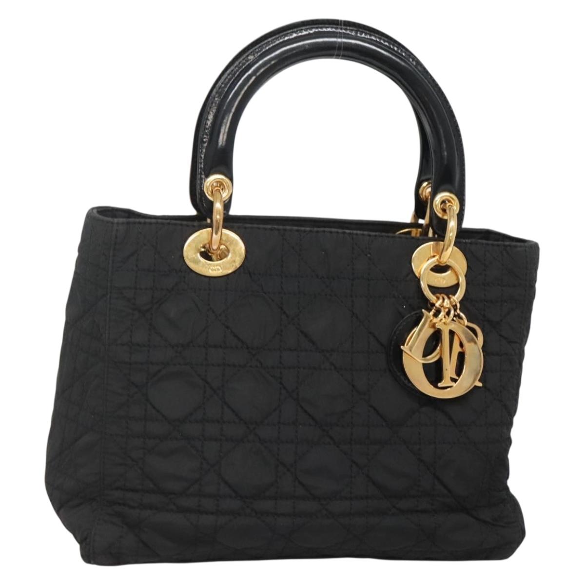 【希少】Lady Dior カナージュ　ゴールド金具　ミディアム Christian Dior Canage Hand Bag Nylon Black Gold Auth 141916 | eBay