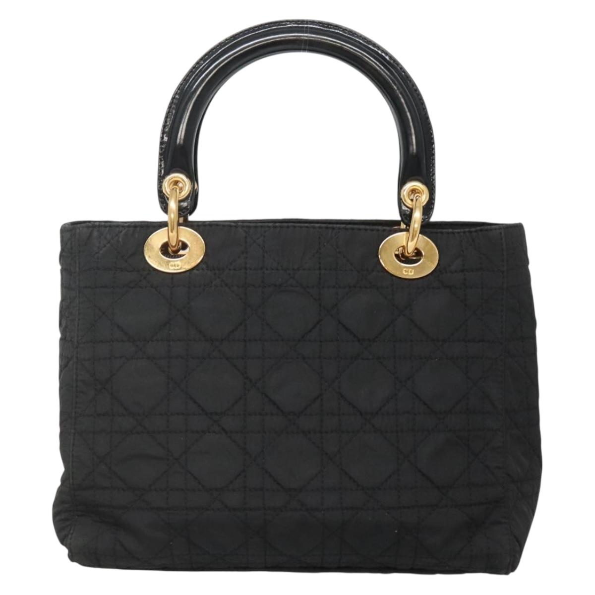 Christian Dior Canage Hand Bag Nylon Black Gold Auth 141916 | eBay