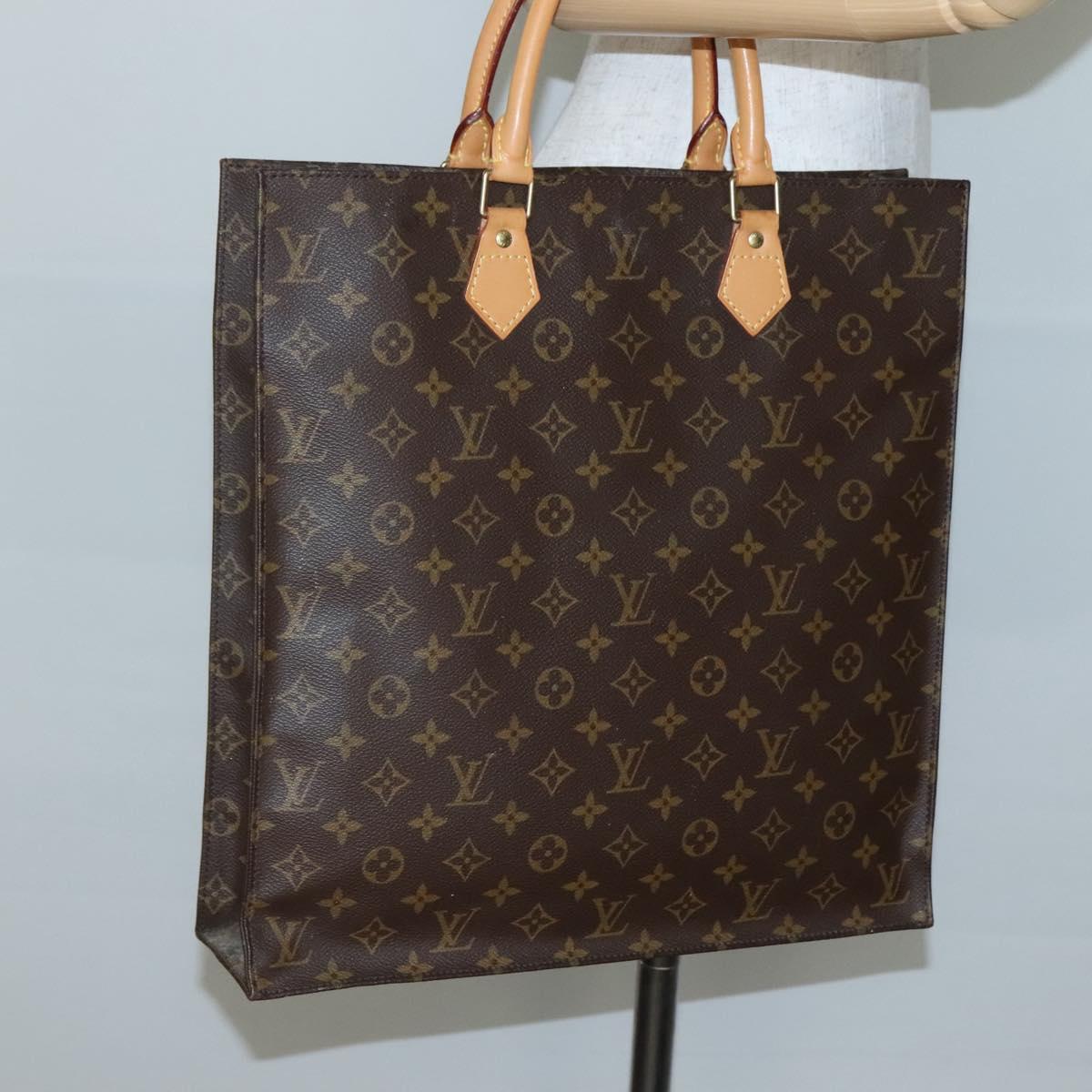 画像 LOUIS VUITTON Monogram Sac Plat Hand Bag M51140 LV Auth 142231 | eBay