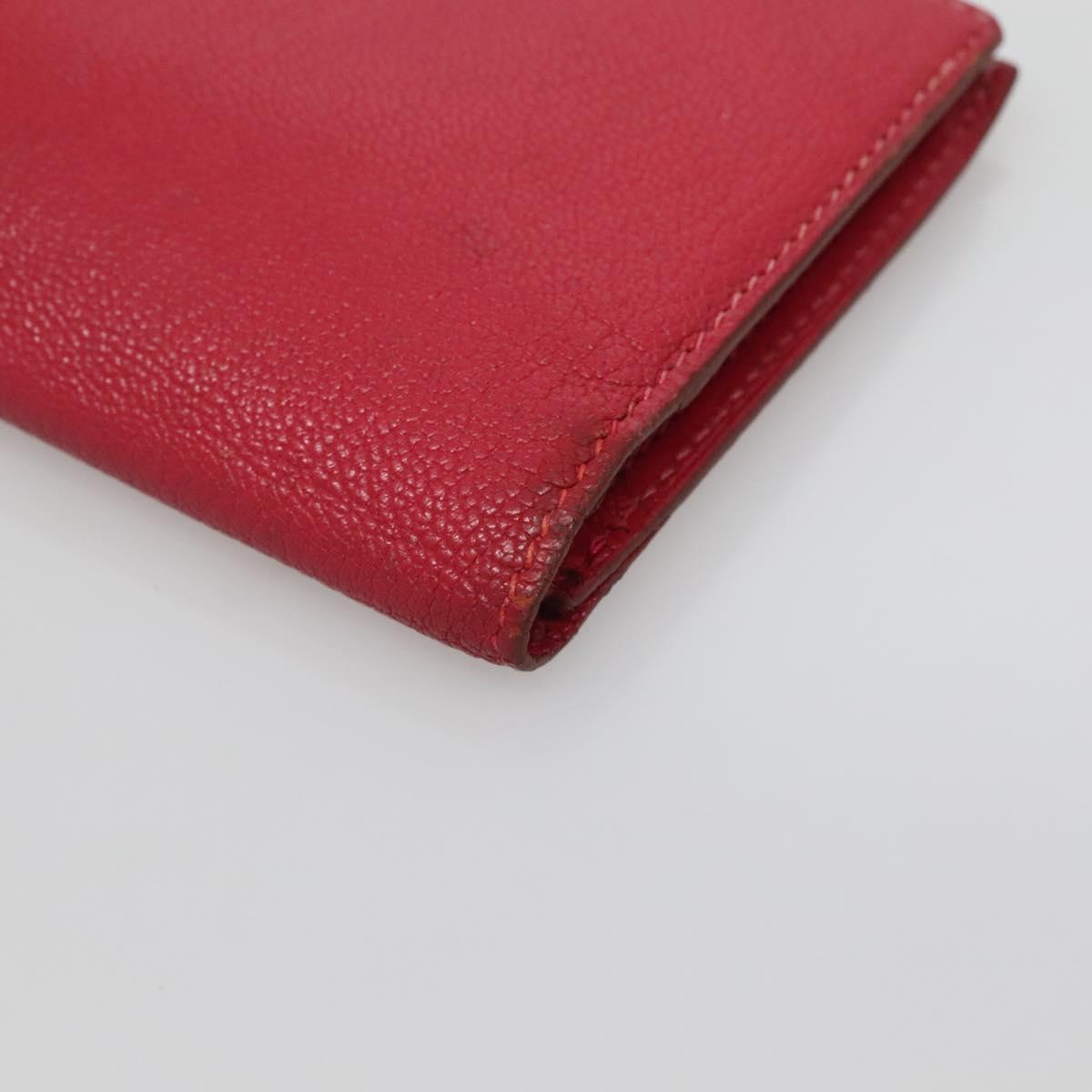 HERMES Wallet Leather Red Silver Auth 142361 | eBay