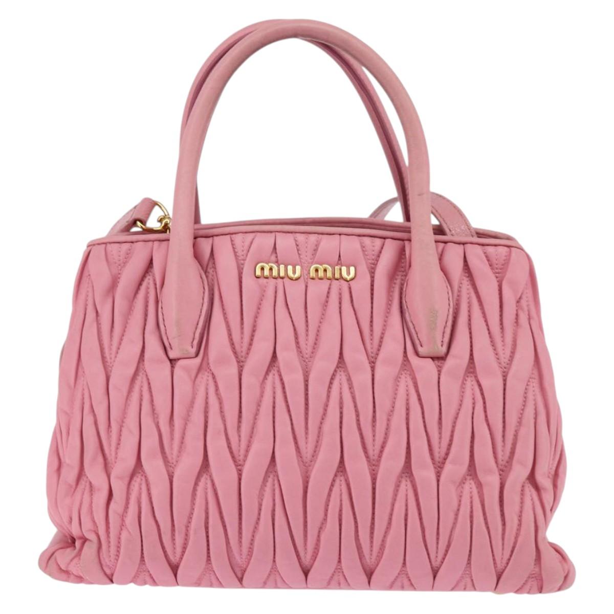 Miu Miu Matelasse Hand Bag Leather 2way Pink Gold Auth 142661 | eBay