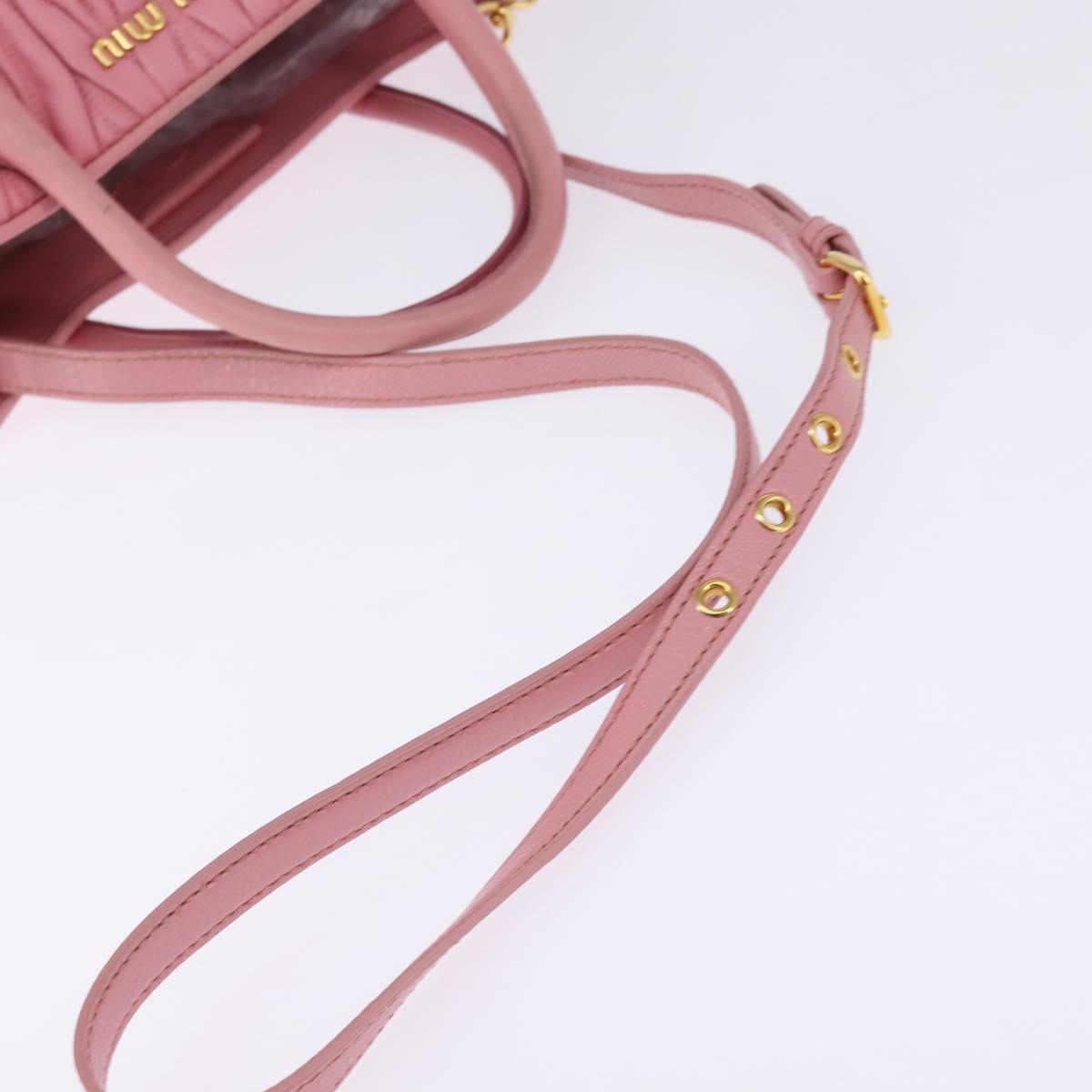 Miu Miu Matelasse Hand Bag Leather 2way Pink Gold Auth 142661 | eBay