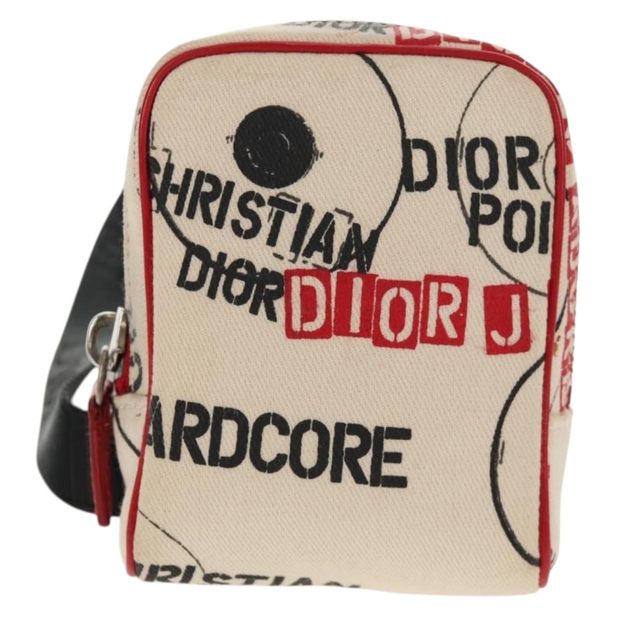 Christian Dior Hardcore Pouch Canvas White Red Auth 143024V | eBay