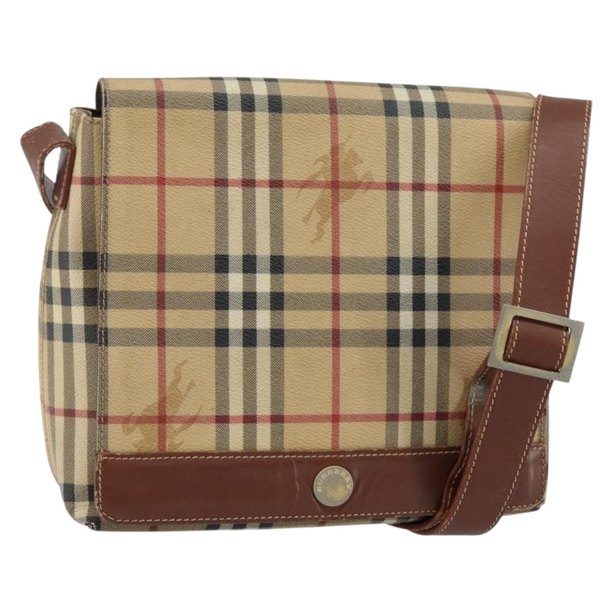 BURBERRY Nova Check Shoulder Bag PVC Beige Auth 143199 | eBay