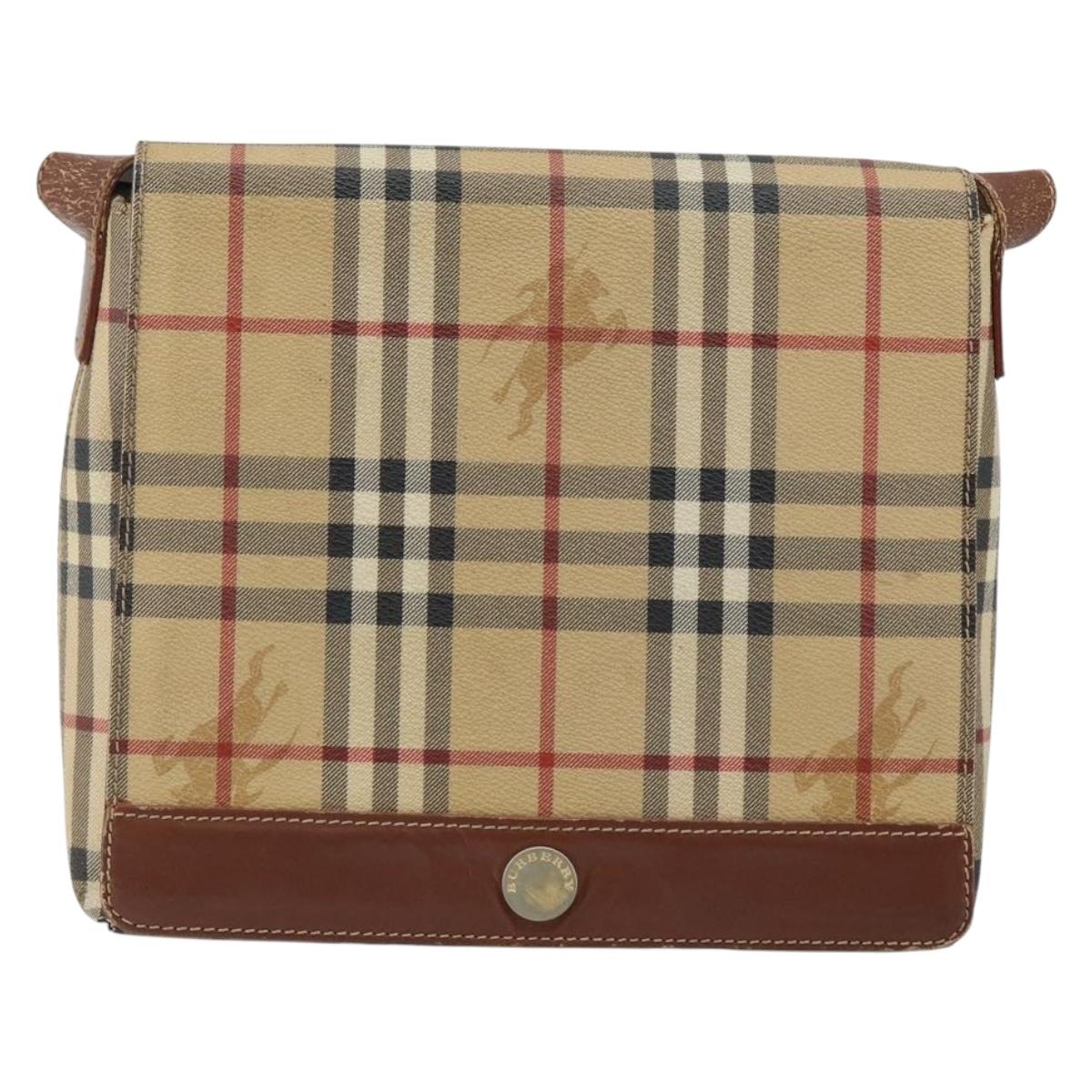 BURBERRY Nova Check Shoulder Bag PVC Beige Auth 143199 | eBay