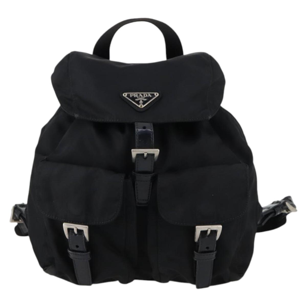 PRADA Backpack Nylon Black Silver Auth 143225 | eBay