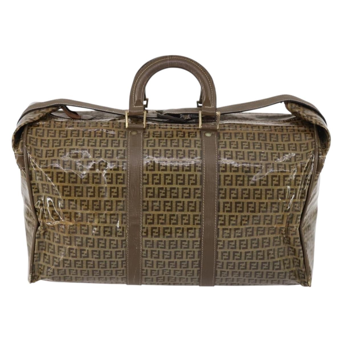 【15ポンド】フェイズ2 FENDI Zucchino Canvas Boston Bag Coated Canvas Brown Gold Auth