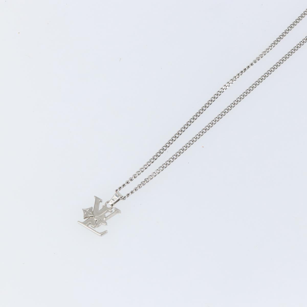 LOUIS VUITTON Monogram Row Necklace metal Silver M02254 LV Auth 