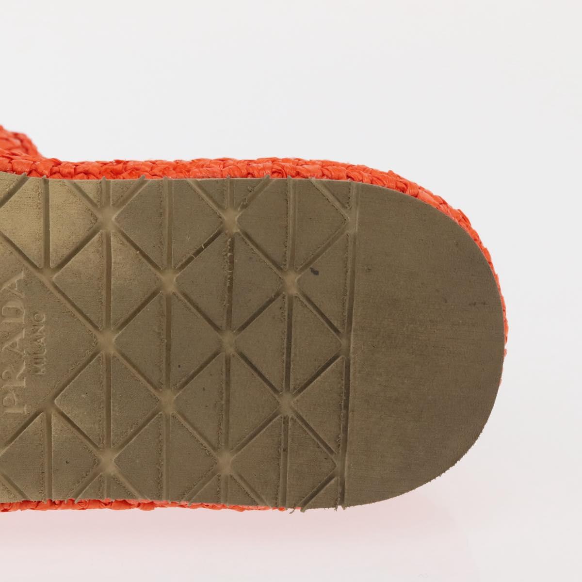 PRADA Flat Form Sandals Raffia Orange Auth 143606 | eBay