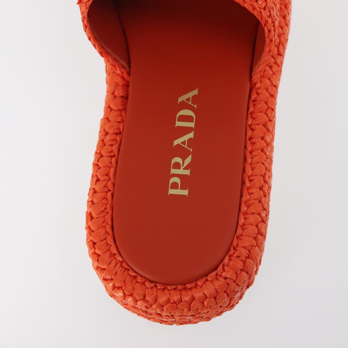 prada ミュール PRADA Flat Form Sandals Raffia Orange Auth 143606 | eBay