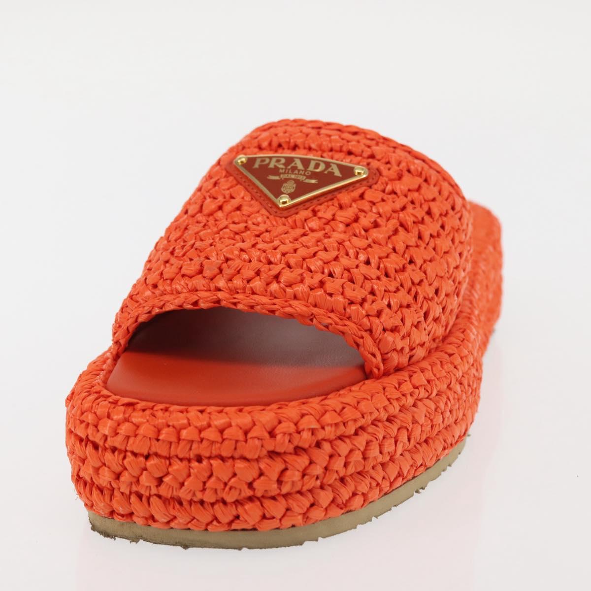 PRADA ラフィアーノサンダル36 PRADA Flat Form Sandals Raffia Orange Auth 143606 | eBay