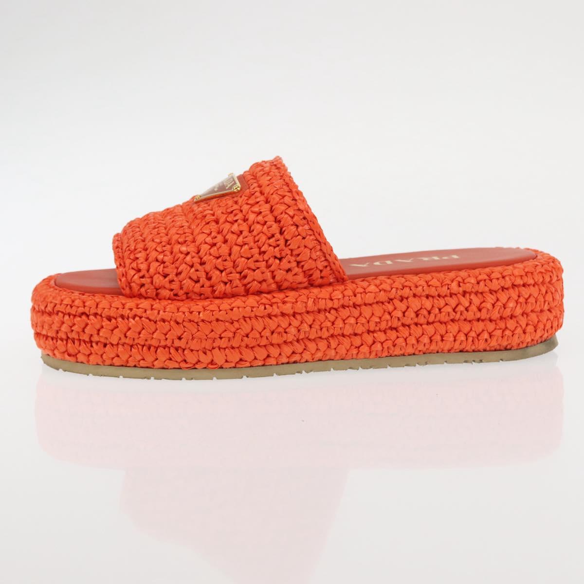 PRADA Flat Form Sandals Raffia Orange Auth 143606 | eBay