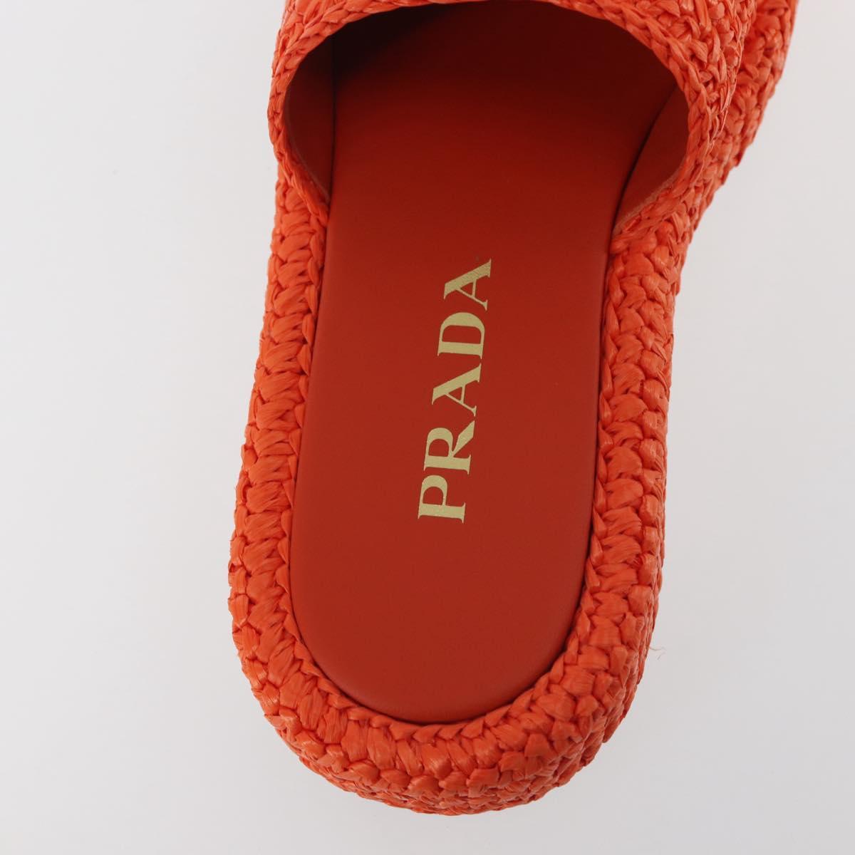 PRADA Flat Form Sandals Raffia Orange Auth 143606 | eBay