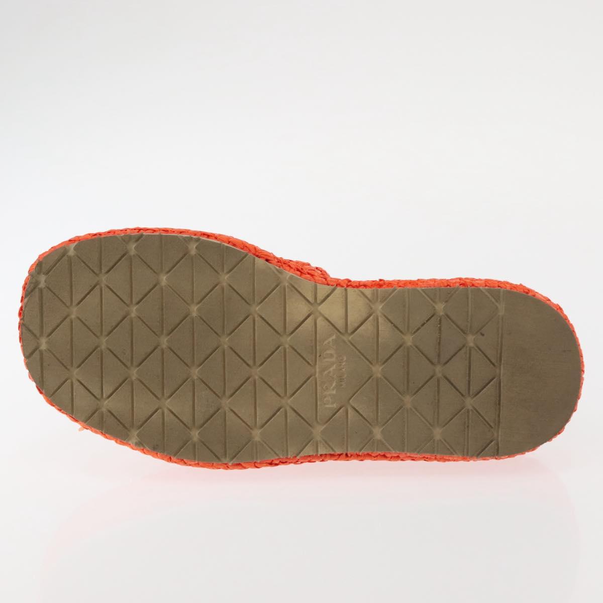 PRADA Flat Form Sandals Raffia Orange Auth 143606 | eBay