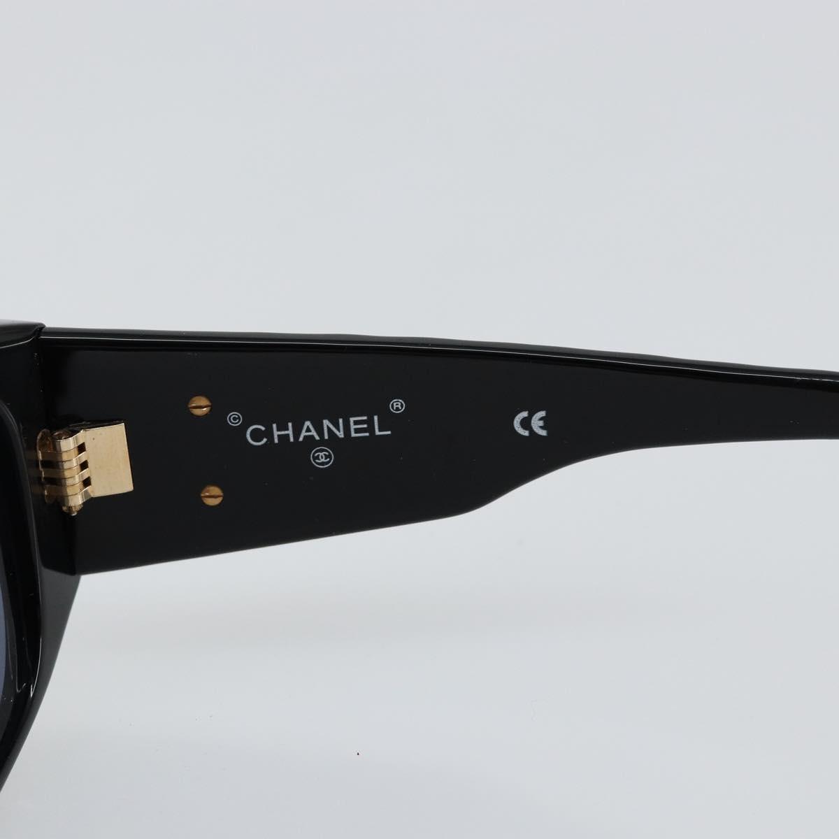 CHANEL COCO Mark Matelasse Sunglasses plastic Black CC Auth 143838