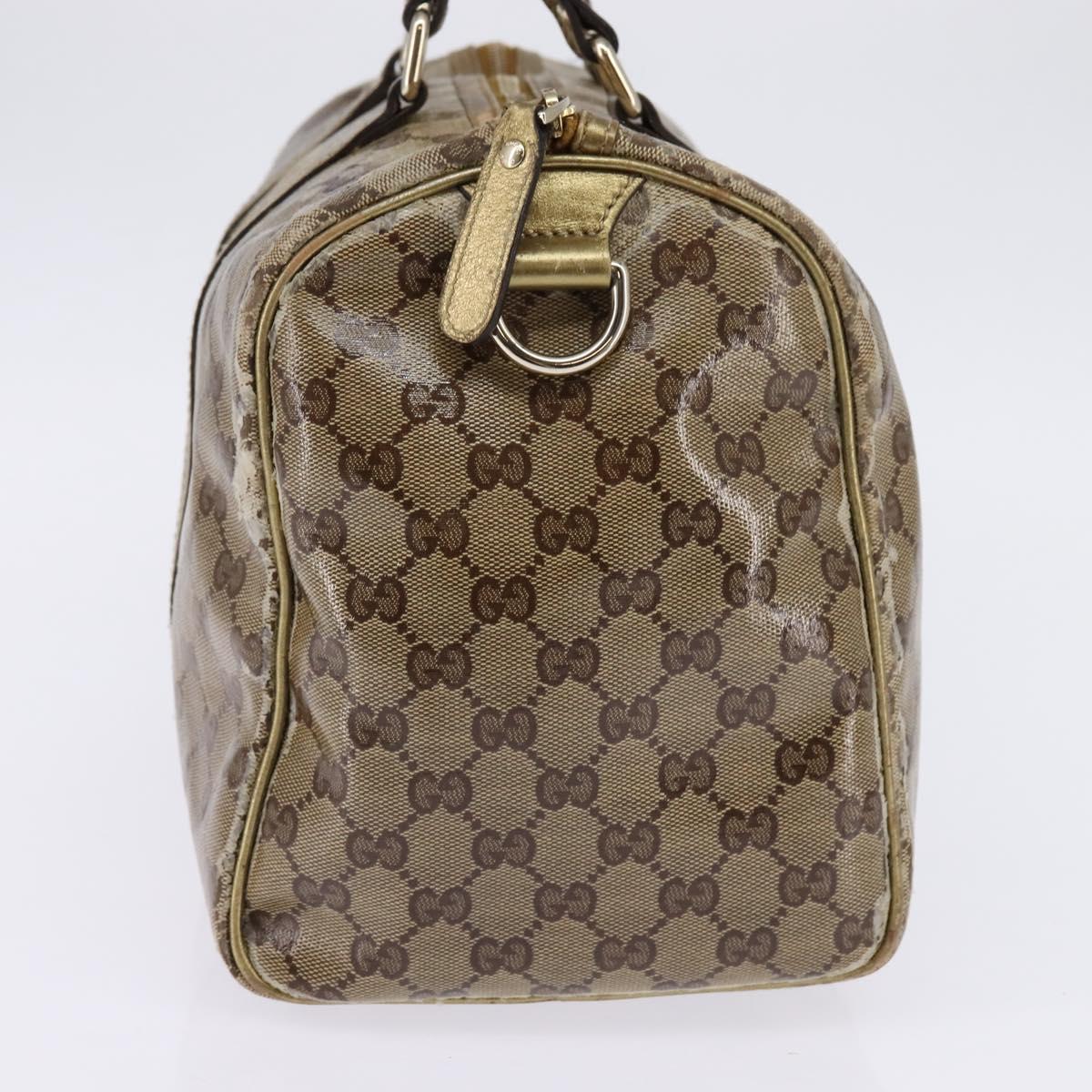 GUCCI GG Crystal Boston Bag Coated Canvas Beige Gold 193603 Auth