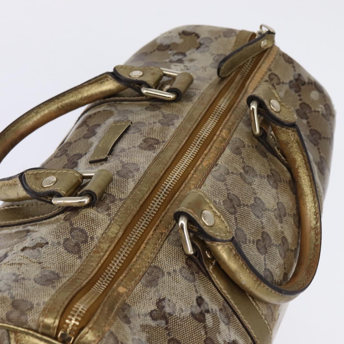 GUCCI GG Crystal Boston Bag Coated Canvas Beige Gold 193603 Auth