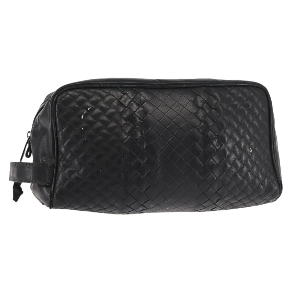 BOTTEGA VENETA INTRECCIATO Clutch Bag Leather Black Auth 144213 | eBay