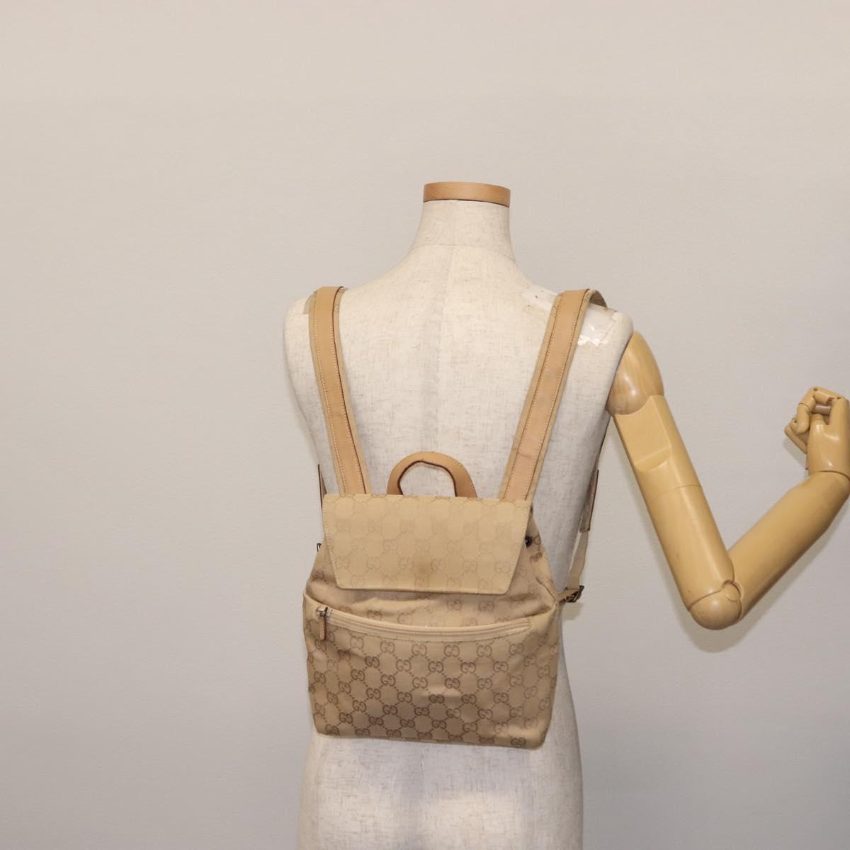 GUCCI GG Canvas Backpack Beige Silver 003 0242 Auth 144218  display picture 3