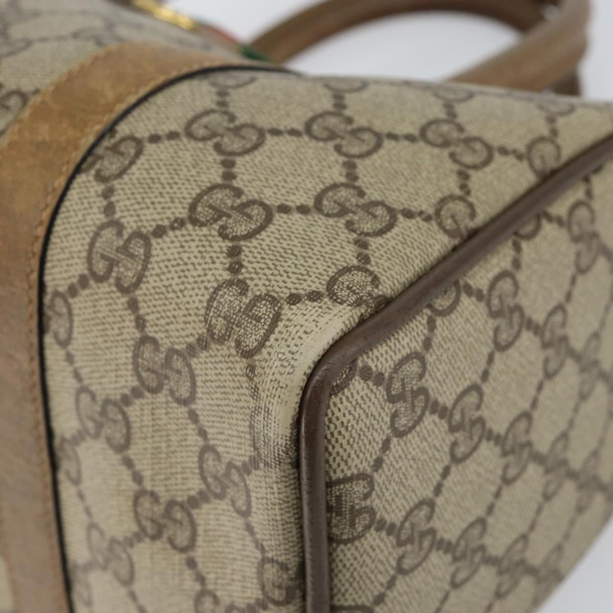 GUCCI GG Supreme Web Sherry Line Boston Bag PVC Beige Gold 40 02