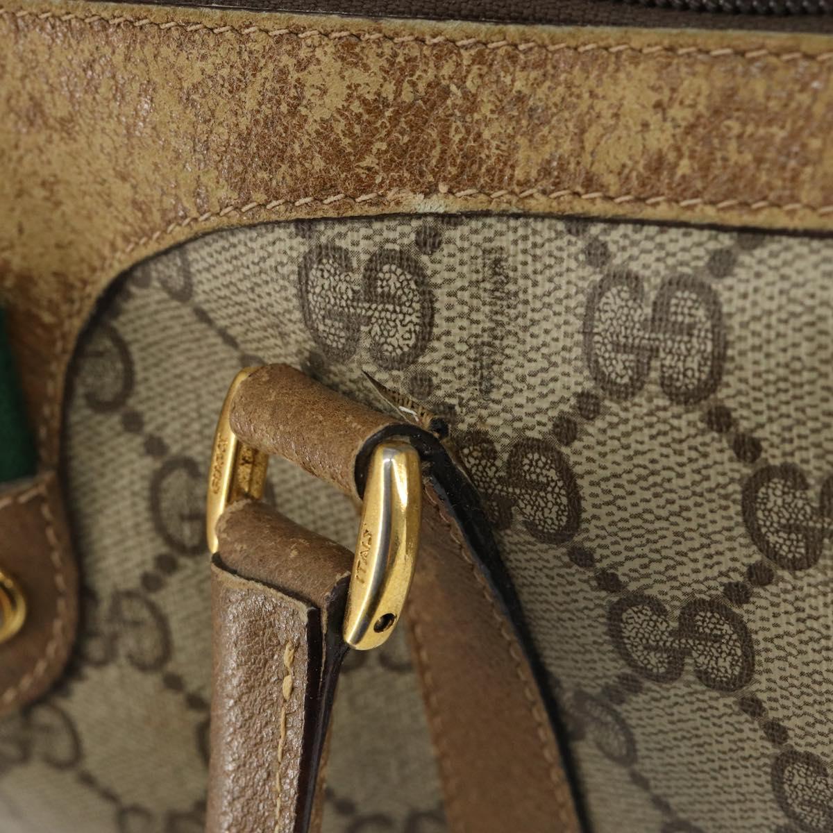GUCCI GG Supreme Web Sherry Line Boston Bag PVC Beige Gold 40 02