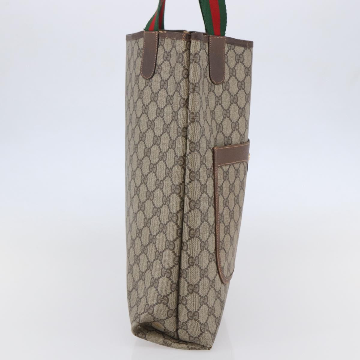 GUCCI GG Supreme Web Sherry Line Tote Bag PVC Beige Red 89 02 003