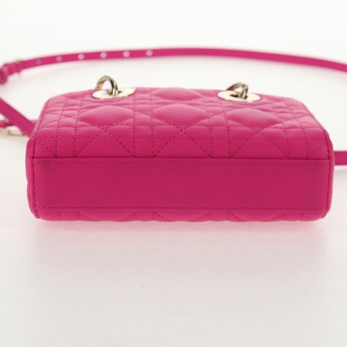 Christian Dior Cannage Lady D Joy Micro Bag Lamb Skin 2way Pink