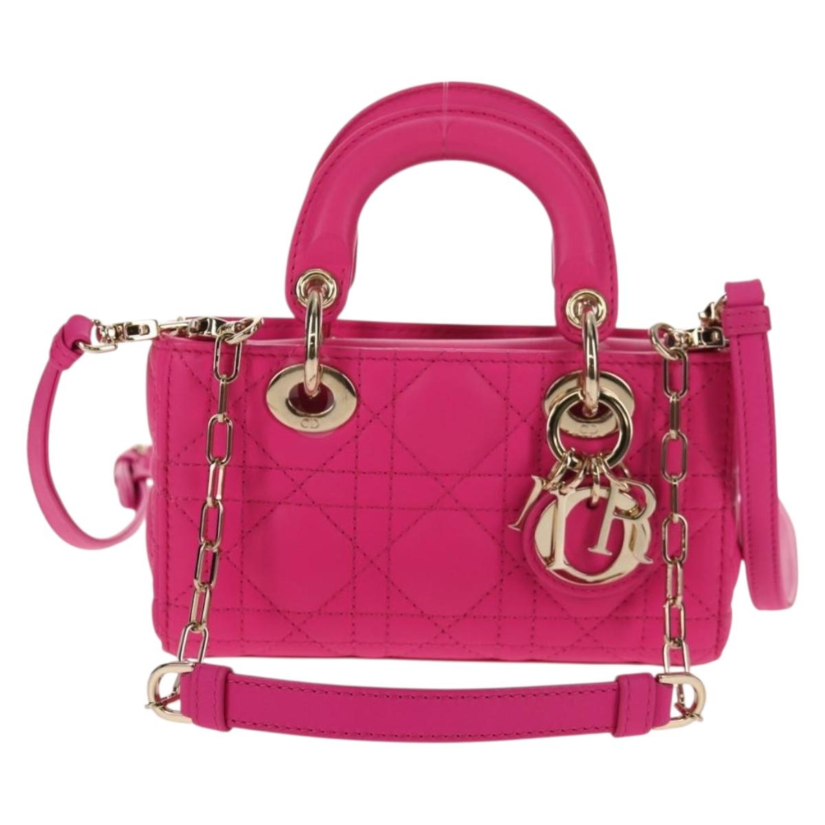 Christian Dior Cannage Lady D Joy Micro Bag Lamb Skin 2way Pink