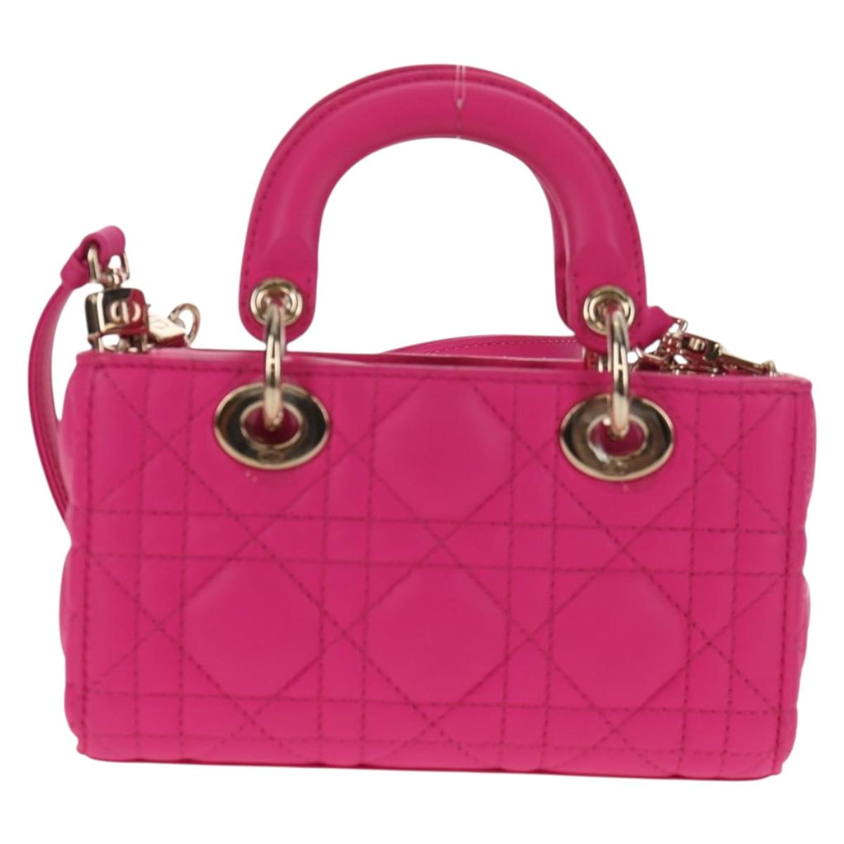 Christian Dior Cannage Lady D Joy Micro Bag Lamb Skin 2way Pink