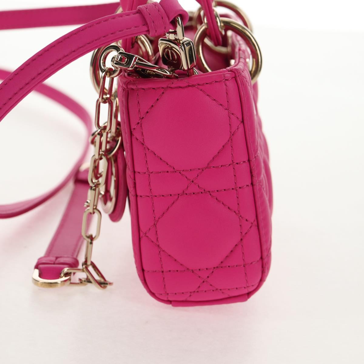 Christian Dior Cannage Lady D Joy Micro Bag Lamb Skin 2way Pink
