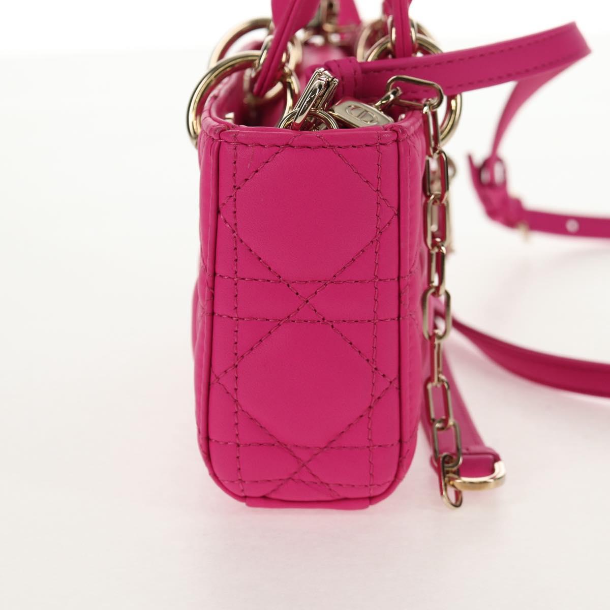 Christian Dior Cannage Lady D Joy Micro Bag Lamb Skin 2way Pink