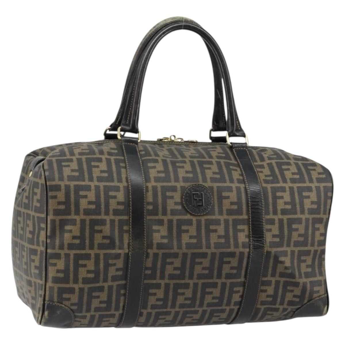 FENDI Zucca Canvas Boston Bag PVC Black Brown Auth 145332 | eBay