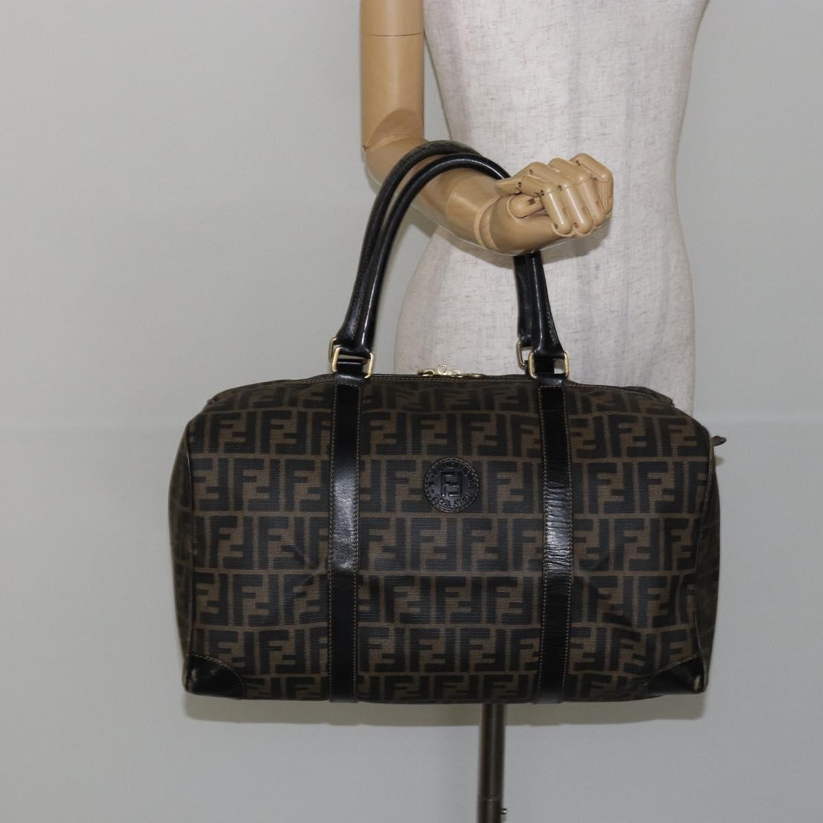 FENDI Zucca Canvas Boston Bag PVC Black Brown Auth 145332 | eBay