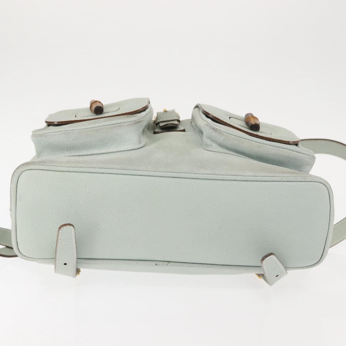 GUCCI Bamboo Backpack Suede Outlet Light Blue Gold 003 2058  display picture 2