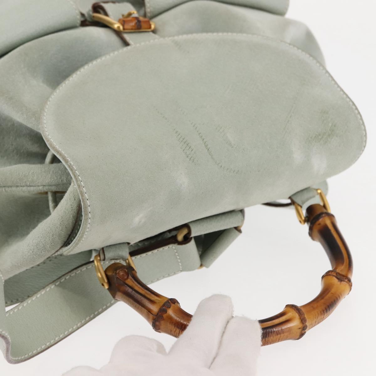 GUCCI Bamboo Backpack Suede Outlet Light Blue Gold 003 2058  display picture 1
