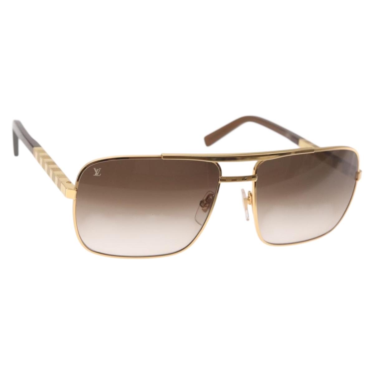 LOUIS VUITTON Damier Sunglasses Attitude metal Gold Tone Z0259U LV