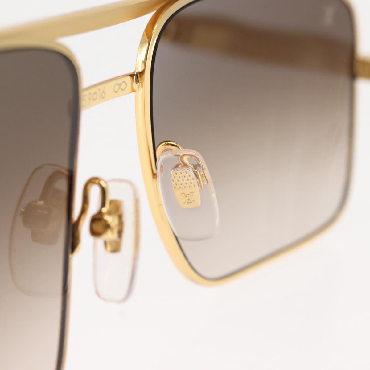 LOUIS VUITTON Damier Sunglasses Attitude metal Gold Tone Z0259U LV