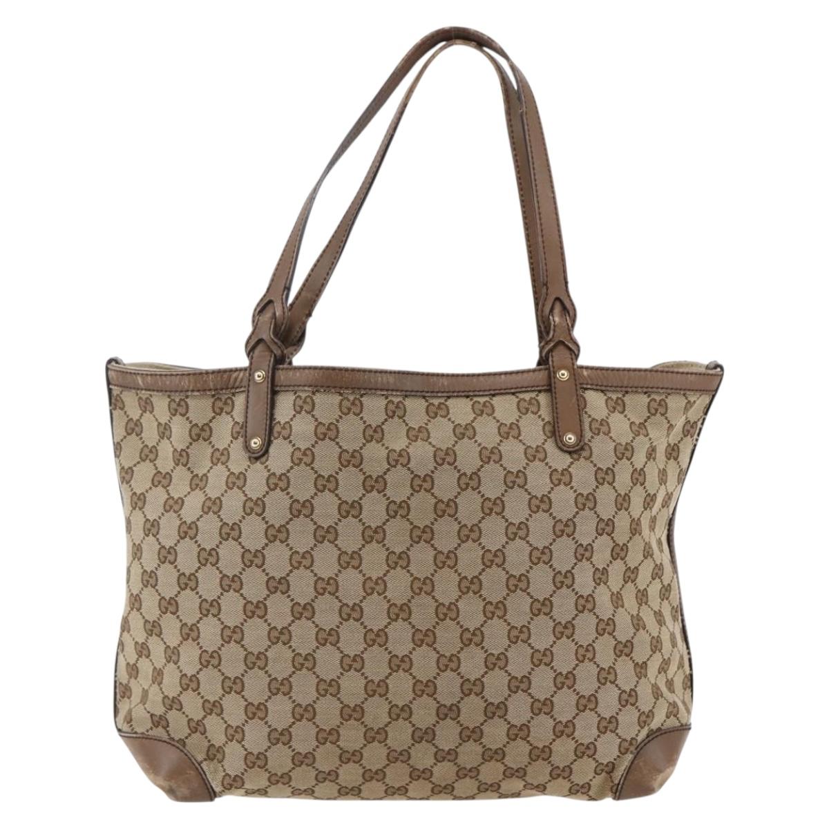 GUCCI GG Canvas Tote Bag Beige Auth 146146 | eBay