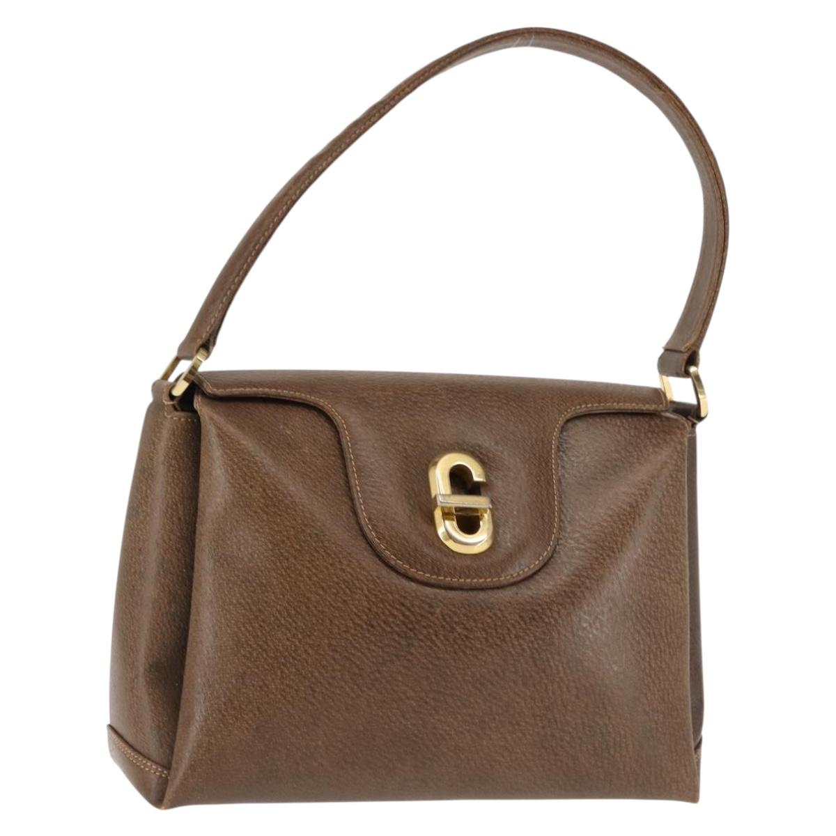 GUCCI Hand Bag Leather Vintage Gold Brown Auth 146612 | eBay