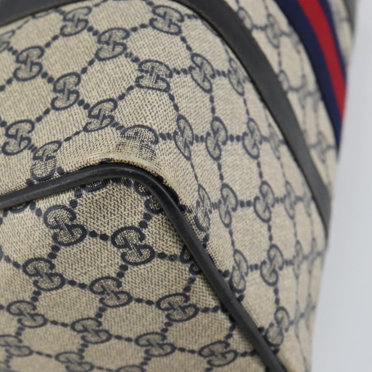 GUCCI GG Supreme Sherry Line Boston Bag PVC Navy Gold 012 3842 33