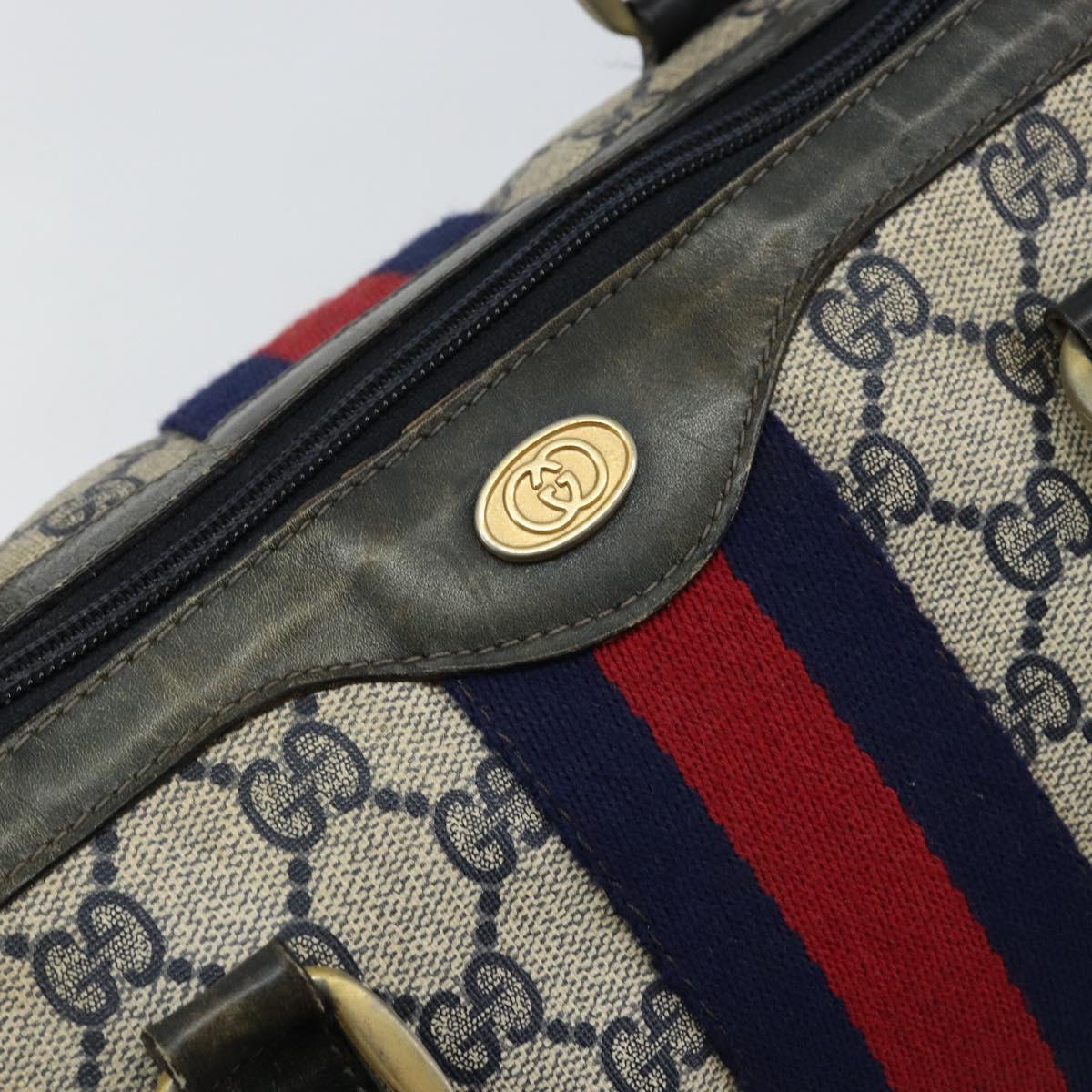 【GUCCI】ボストンバッグ　GGスプリーム　ゴールド金具　PVC ネイビー GUCCI GG Supreme Sherry Line Boston Bag PVC Navy Gold 012 3842 33