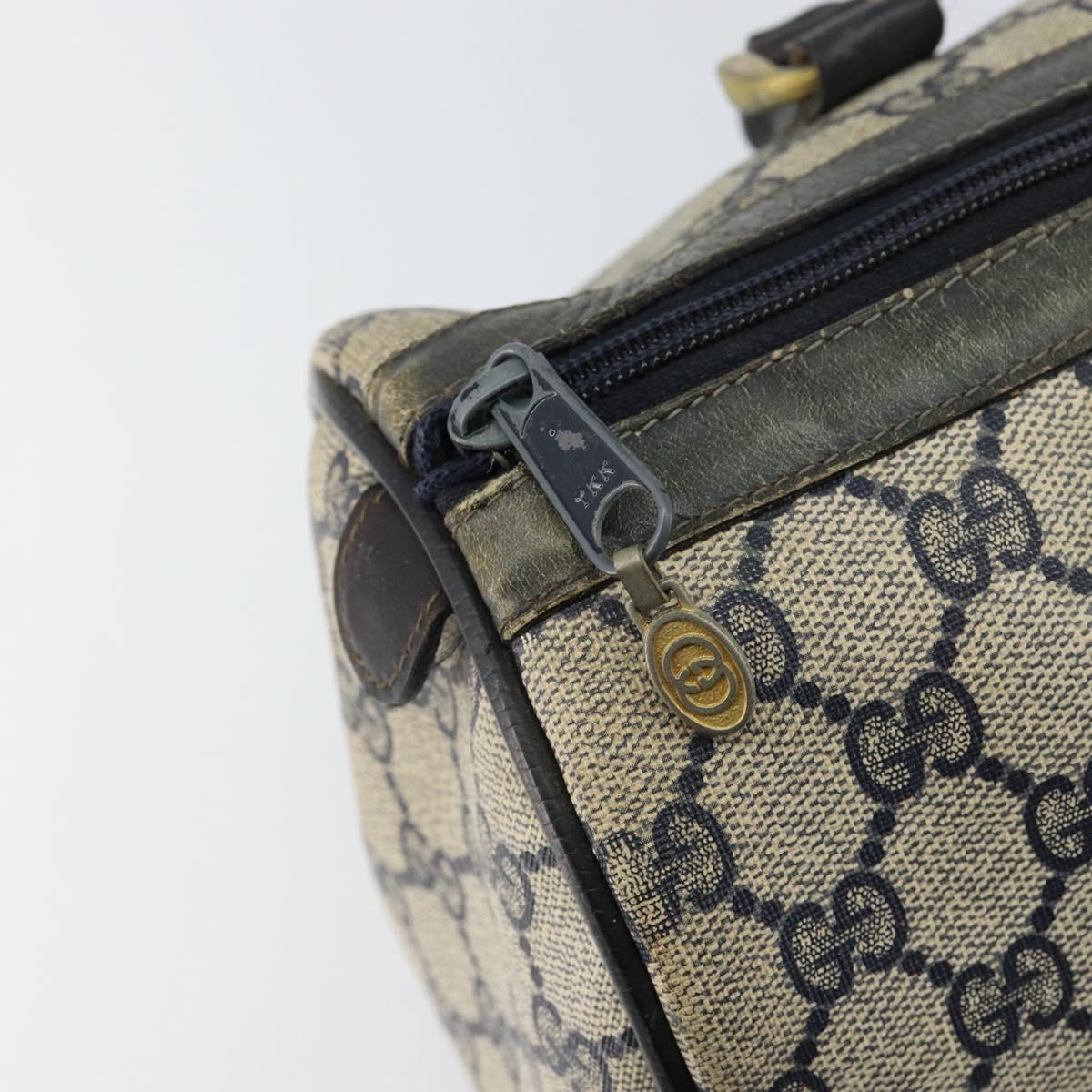 GUCCI GG Supreme Sherry Line Boston Bag PVC Navy Gold 012 3842 33