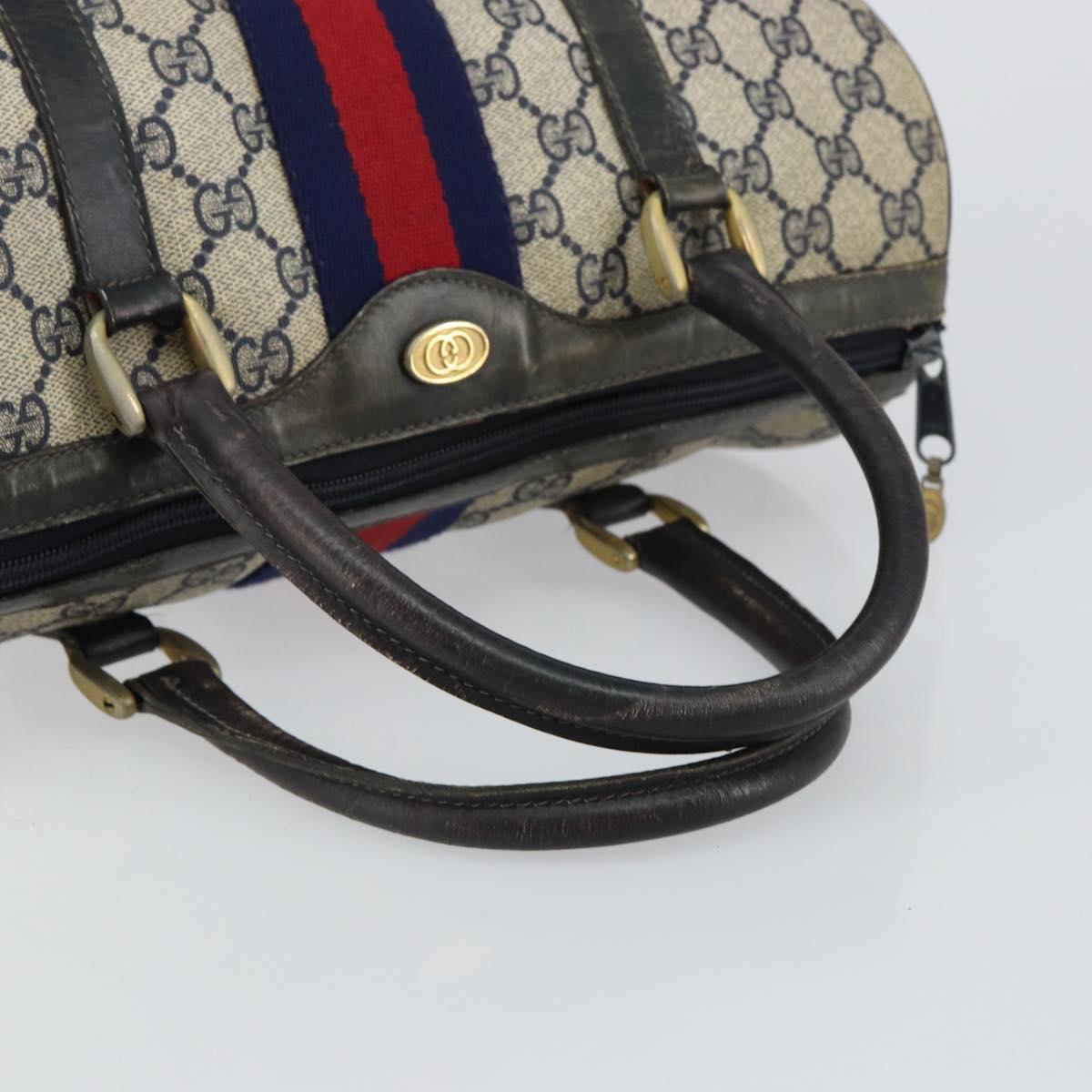 GUCCI GG Supreme Sherry Line Boston Bag PVC Navy Gold 012 3842 33