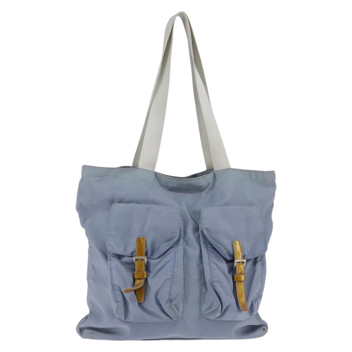 PRADA Tote Bag Nylon Light Blue Silver Auth 147999 | eBay